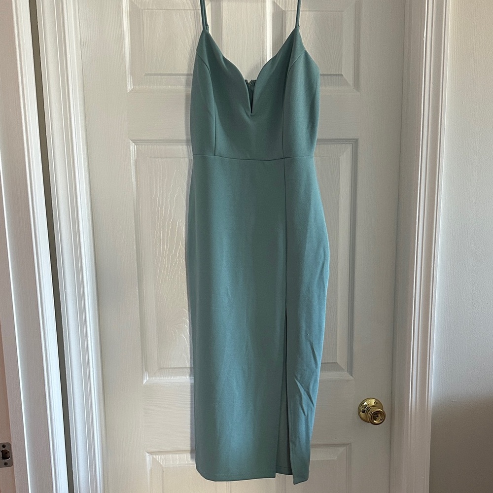 Windsor Teal Midi Dress with Spaghetti Straps
